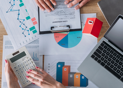 Property management team review charts